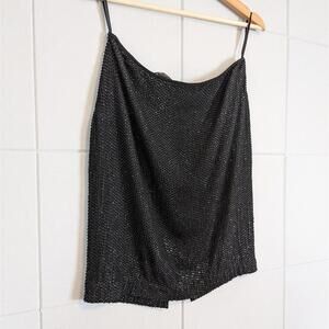 Vintage 90s deadstock Pamela Dennis stretch silk heavy beaded mini skirt